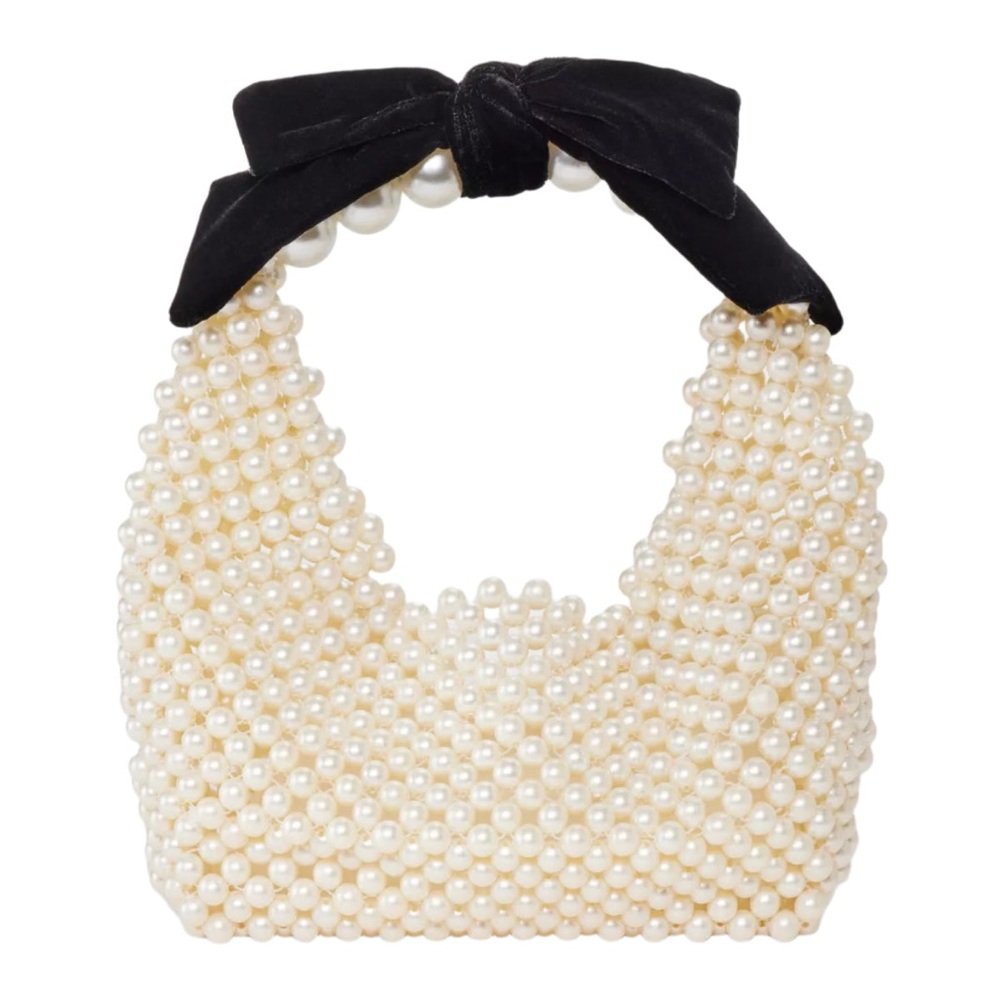 Beaded Bow Pearl Shoulder Bag - Picture 1 of 3